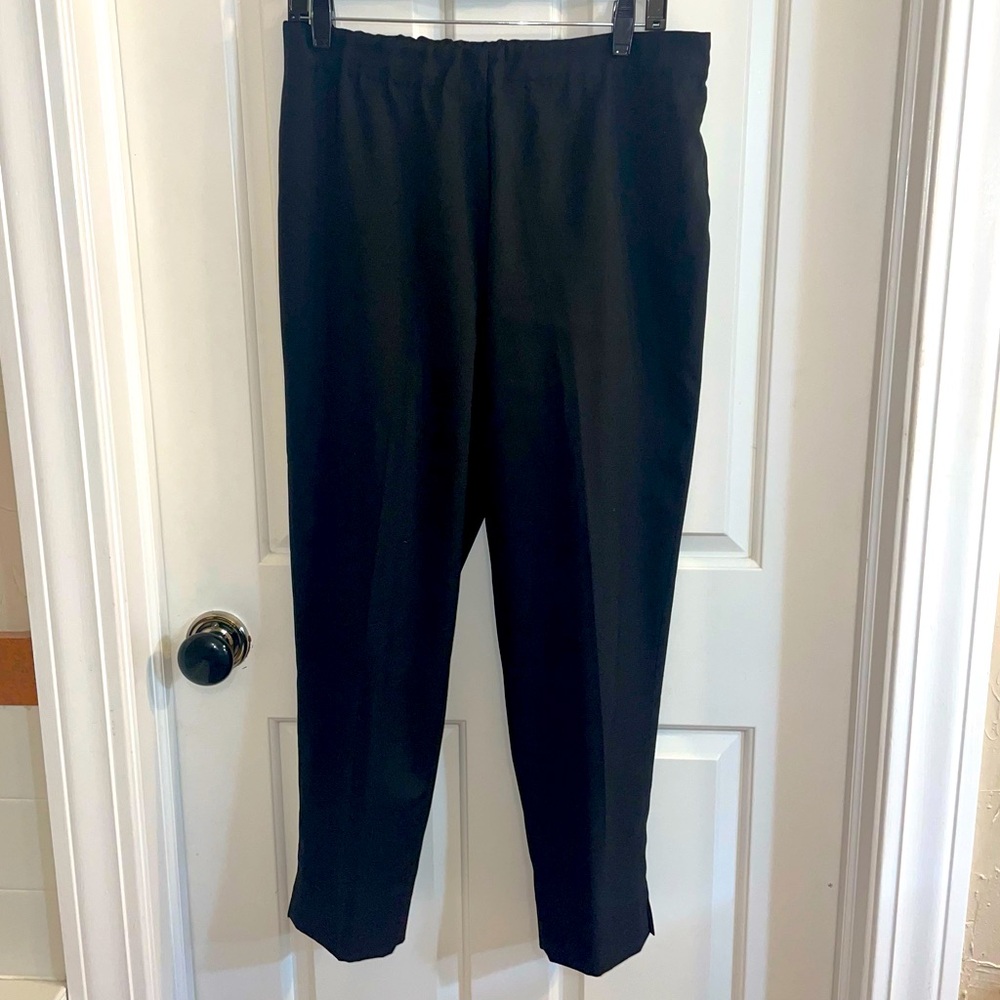 Krazy Larry stretch pull on pant with side zipper in black, size 8